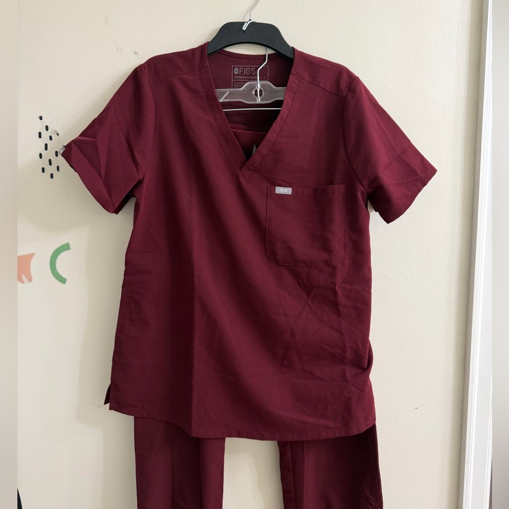 Figs Burgundy Scrub Set Large. Kade scrub bottoms & Caterina scrub top